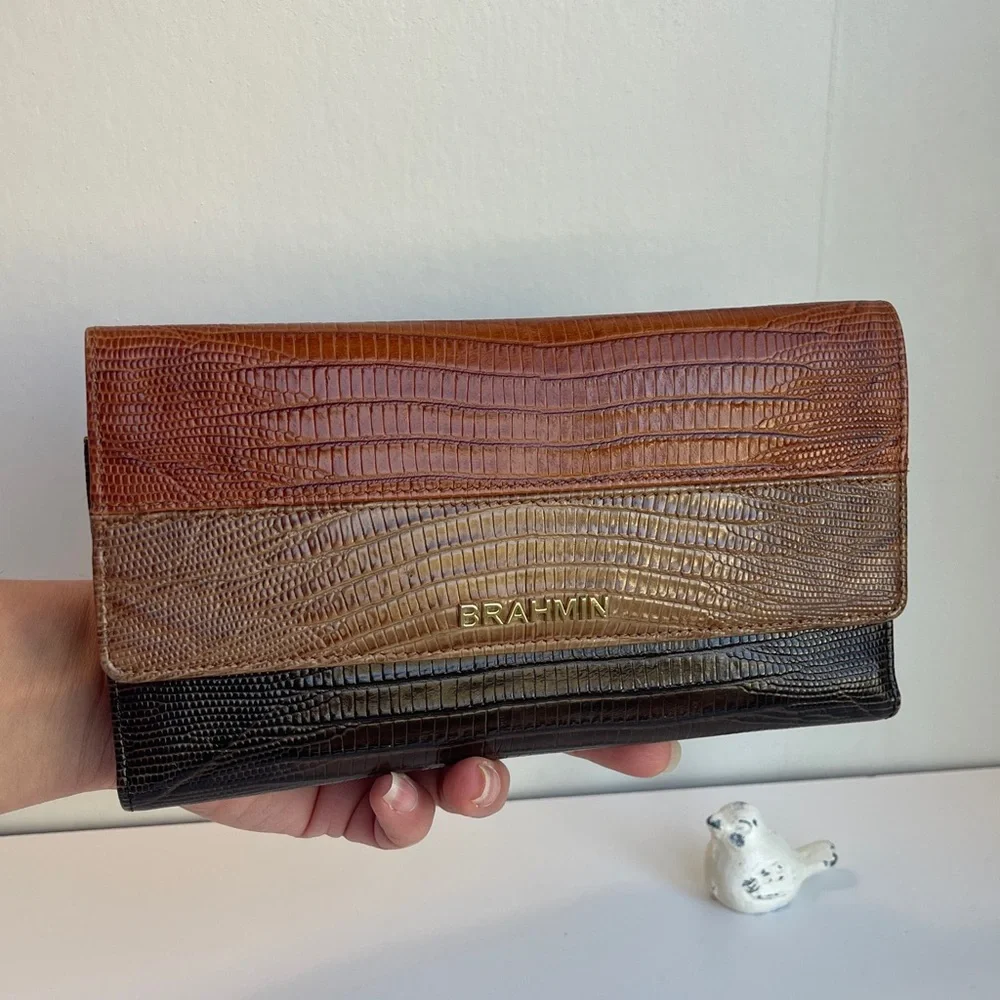 Brahmin Vintage Italian Leather Trifold Wallet
